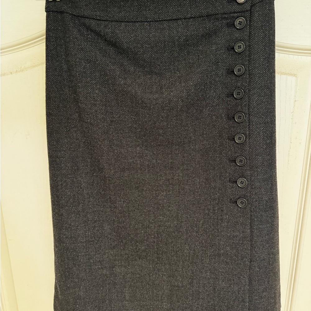 Ann Taylor Charcoal Button-Accent Pencil Skirt